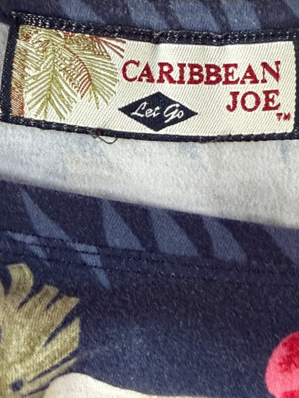 Caribbean Joe Navy Top with Red & Pink Hibiscus Print - Picture 2 of 3